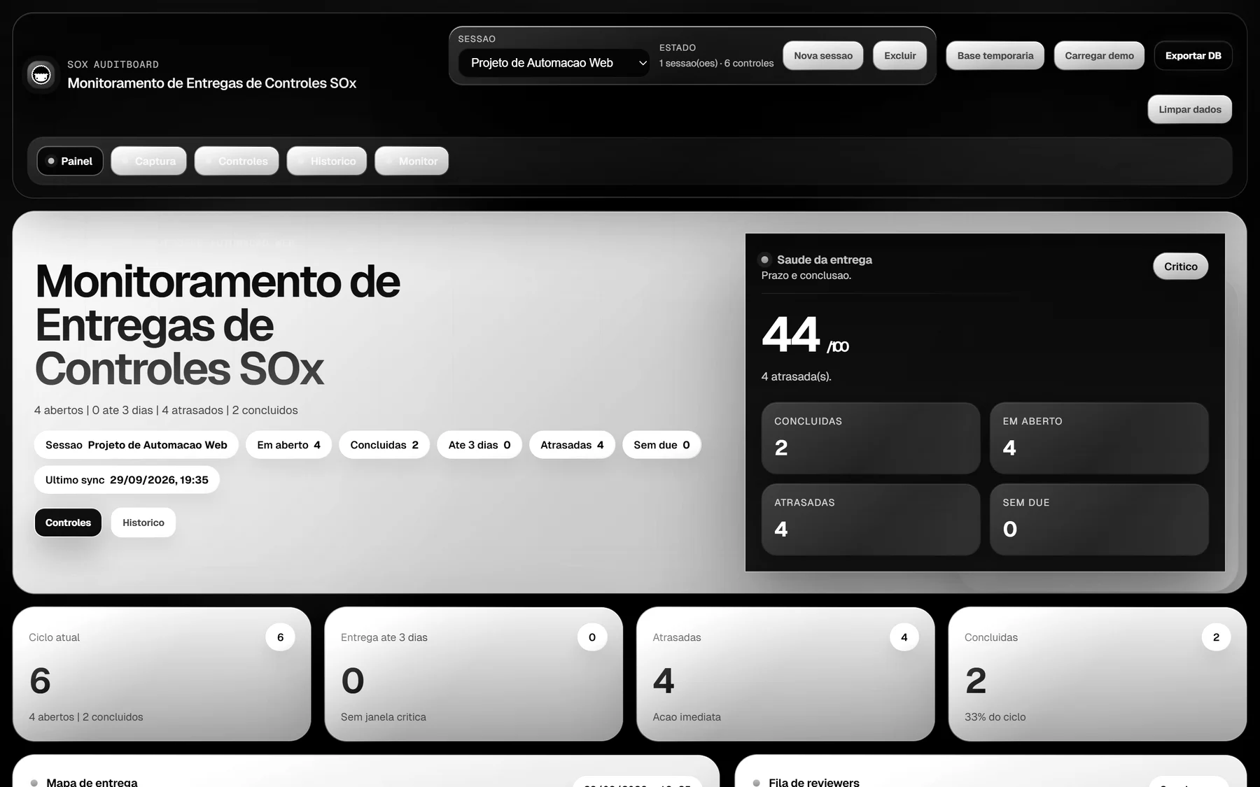 Tela do monitoramento de entregas
